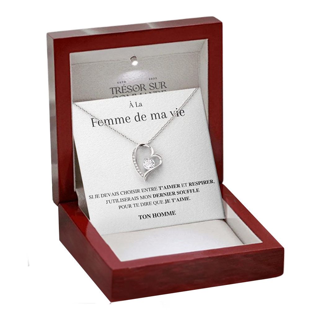Collier Coeur Éternel - Message à la femme de ma vie, ton homme