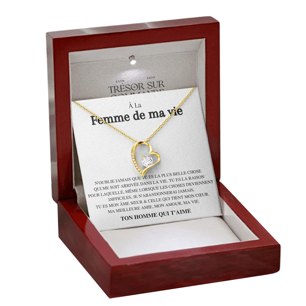 Collier Coeur Éternel - Message à la femme de ma vie