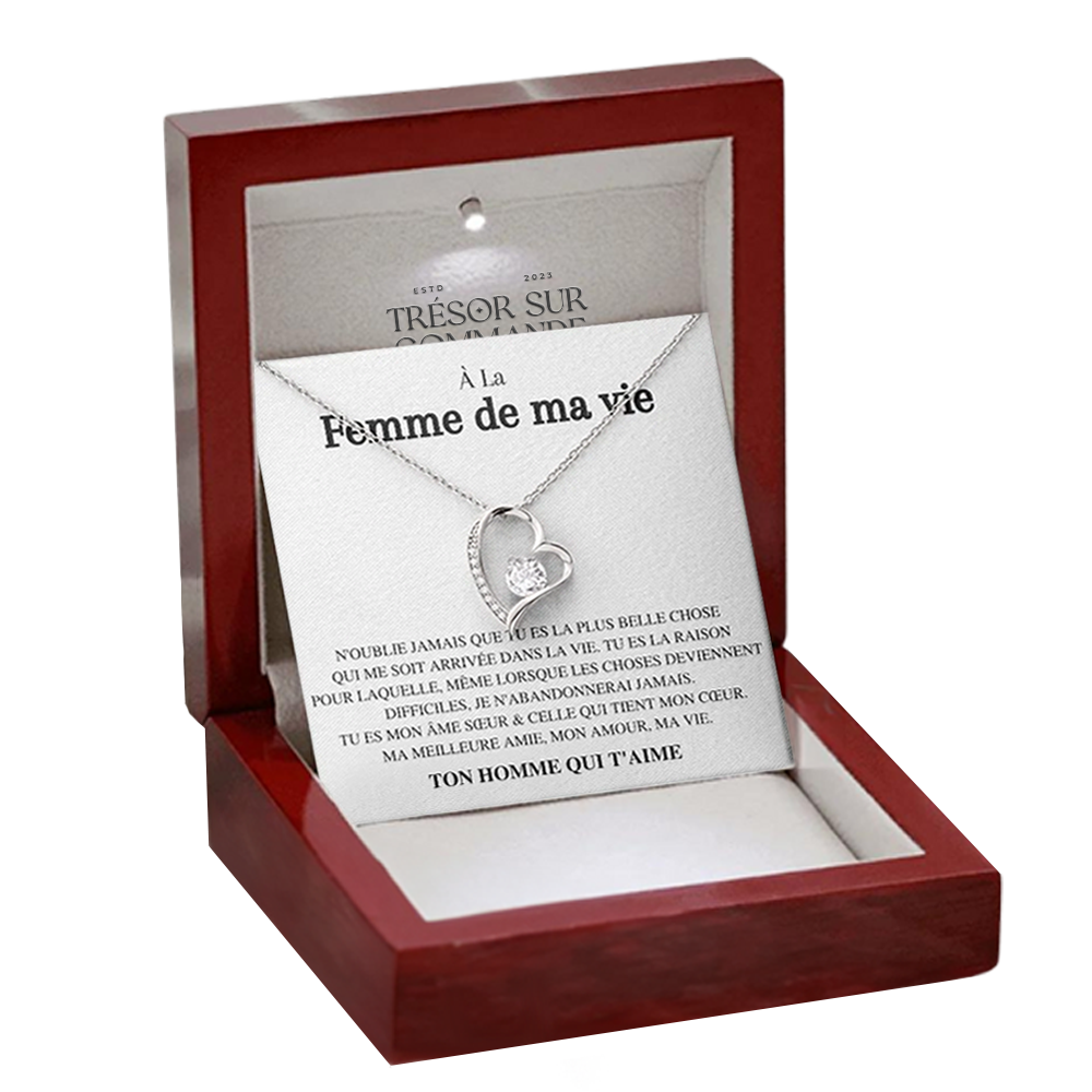 Collier Coeur Éternel - Message à la femme de ma vie